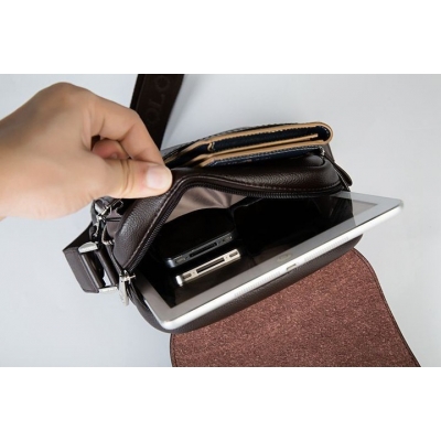 Torba POLO męska listonoszka ciemny brąz